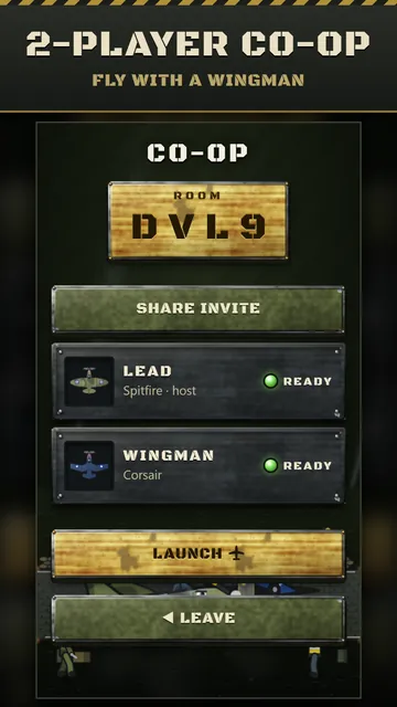 The co-op lobby with two pilots ready